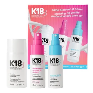 Set per la cura dei capelli "Salon Blowout at Home": protezione termica e styling, K18