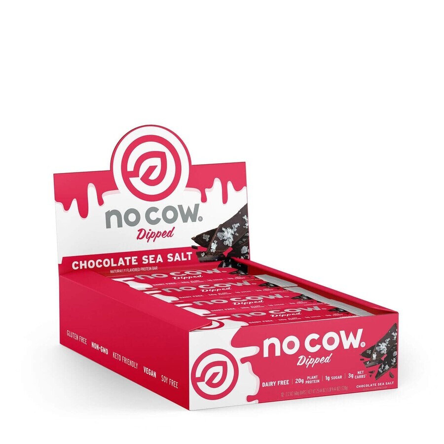 No Cow Dipped Chocolate Salted Caramel, Vegan Chocolade smaak Salted Caramel Eiwitreep, 60 G