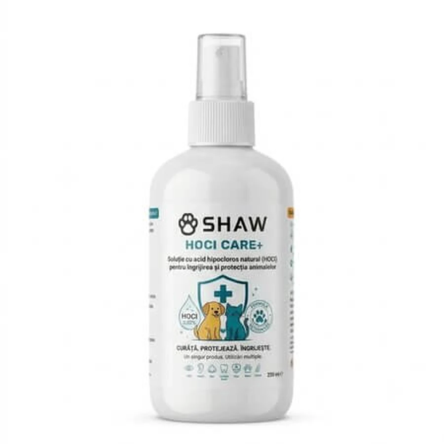 HOCI CARE+ Soluzione di acido ipocloroso per cani e gatti, 250 ml, Shaw