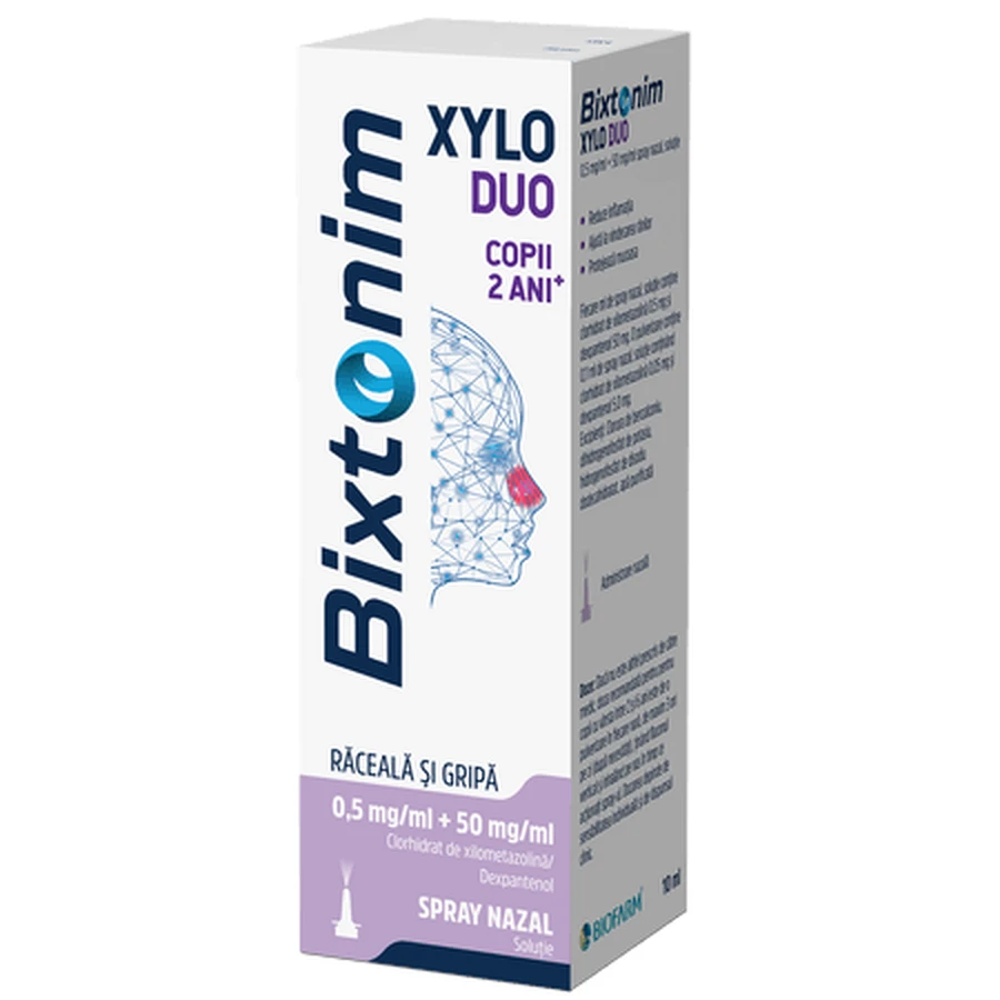Bixtonim Xylo Duo voor kinderen, 0,5 mg/ml + 50 mg/ml neusspray, oplossing, 10,5 ml, Biofarm
