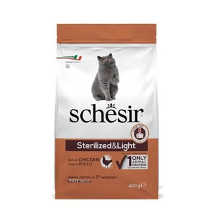 Cibo secco leggero e sterilizzato a base di pollo per gatti sterilizzati, 400 g, Schesir
