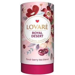 Mélange « Royal Dessert » à base de thé à l'hibiscus, de pétales de fleurs, de baies et d'épices, 80 g, Lovare