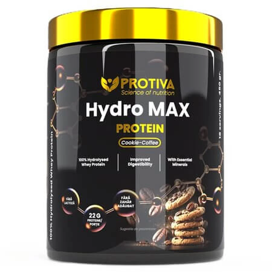Hydro Max Protein Cookie-Coffee-eiwitpoeder, 450 g, Protiva