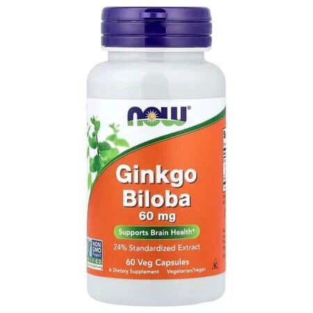 Ginkgo Biloba, 60 mg, 60 vegetarische capsules, Now Foods