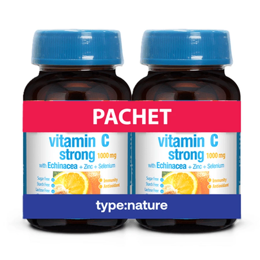 Zestaw „Vitamin C Strong”, 1000 mg, 60 tabletek + 60 tabletek, Naturmil: ceny i cechy