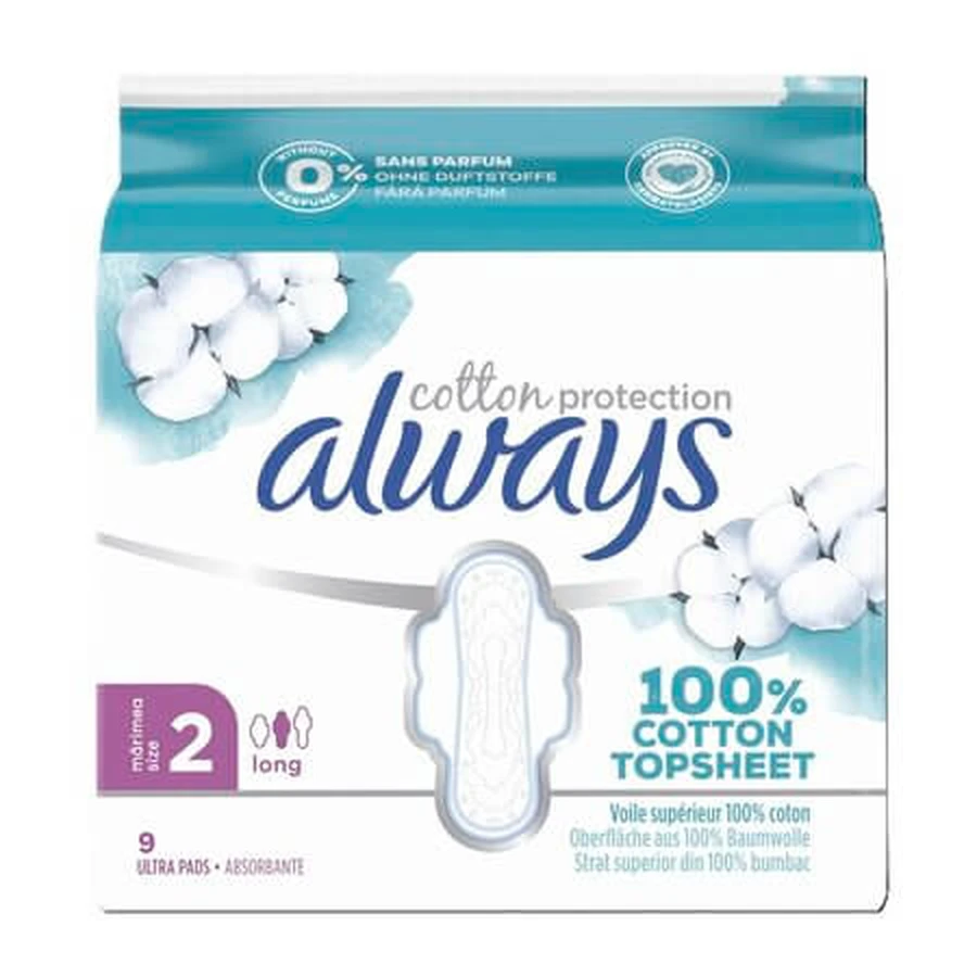 Ultra Cotton Protection wattenpads, maat 2, verpakking van 9 stuks, Always