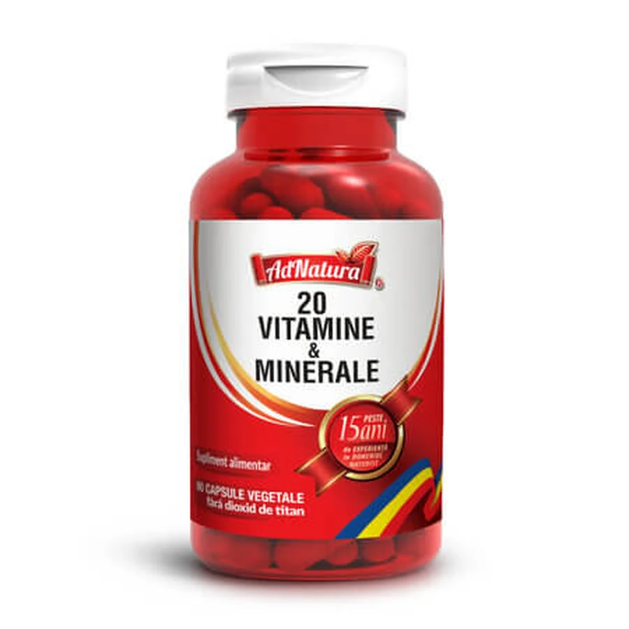 20 Vitamine si Minerale, 60 capsule, AdNatura