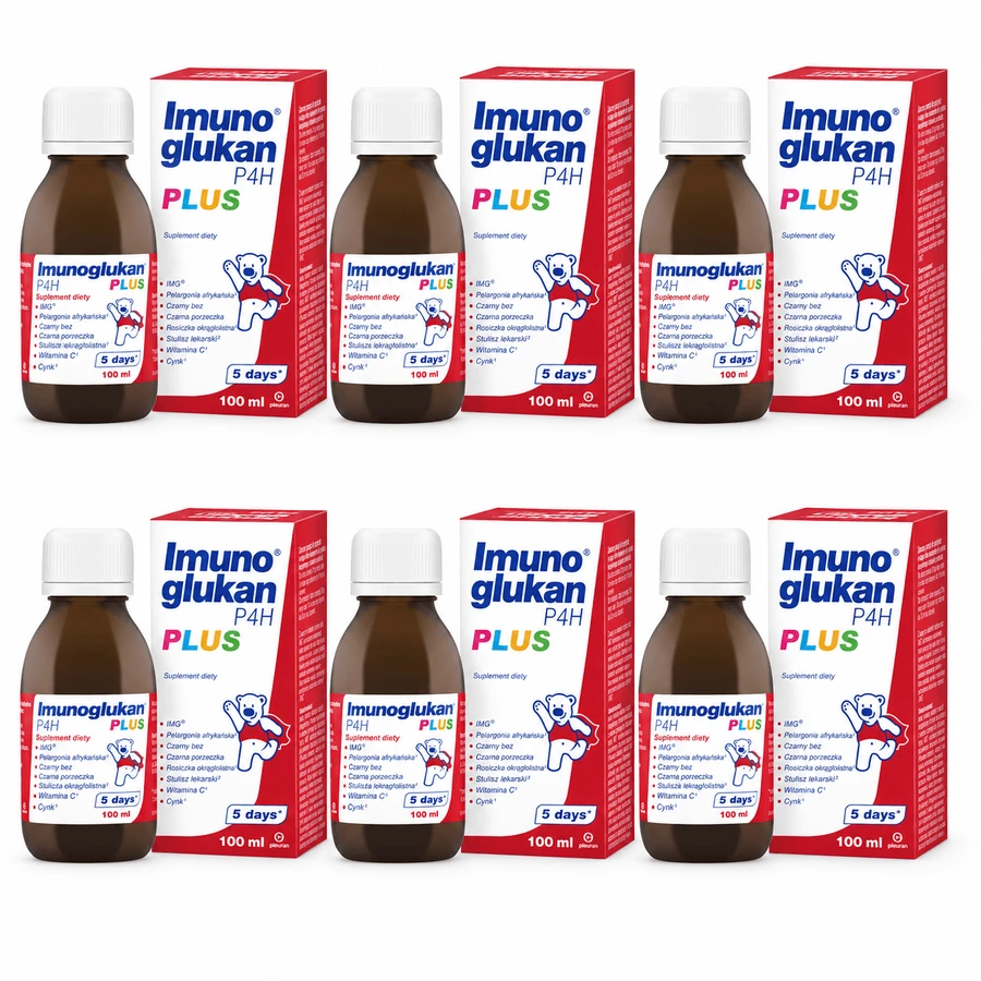 Imunoglukan P4H Plus, 6x100 ml - sirop pentru copii peste 3 ani și adulți, Pleuran