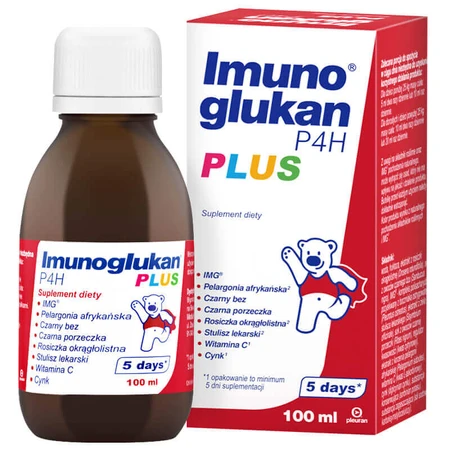 Imunoglukan P4H Plus, 6x100 ml - sirop pentru copii peste 3 ani și adulți, Pleuran