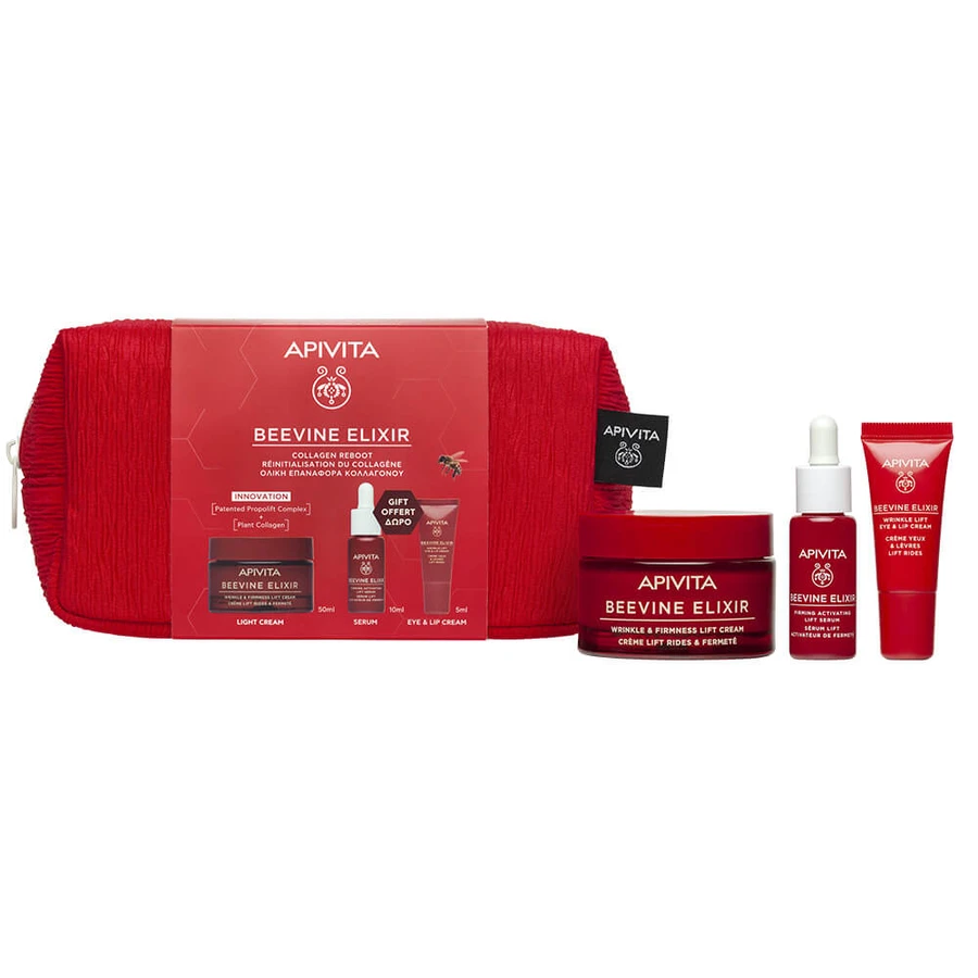 Apivita Promo Pack Beevine Elixir Cremă cu textură ușoară 50 ml & CADOU: Ser 10 ml & Cremă pentru ochi și buze 5 ml