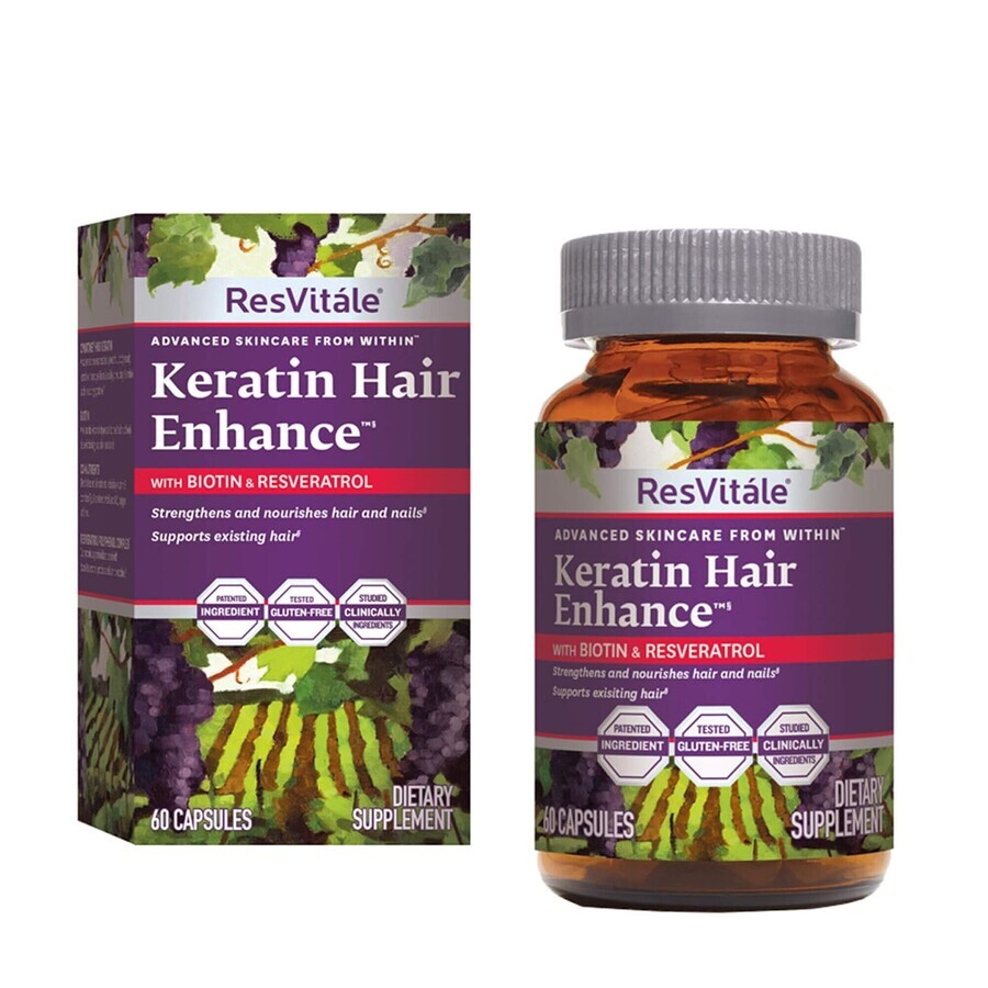 Resvitale Keratin Hair Enhance, Keratina Cu Biotina Si Resveratrol, 60 Cps