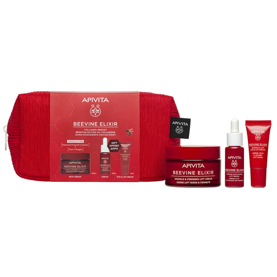 Apivita-actiepakket: Beevine Elixir Rich Texture Cream 50 ml & GRATIS serum 10 ml & oog- en lippencrème 5 ml