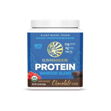 Sunwarrior Plant-based Organic Protein, Proteína Vegana Orgánica, Sabor Chocolate, 375 G