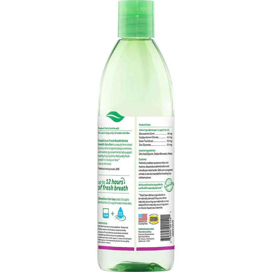 TropiClean Oral Care Plus watertoevoeging voor heupen en gewrichten, 473 ml