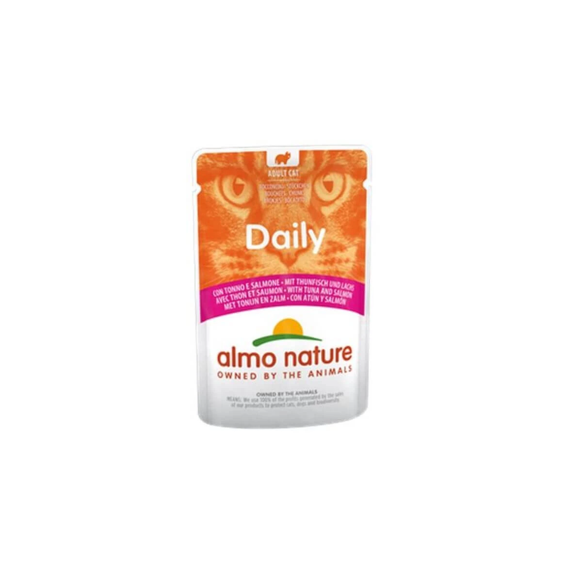 ALMO NATURE Daily Cat, tonijn en zalm, natvoer voor katten in zakjes (in saus), 70 g