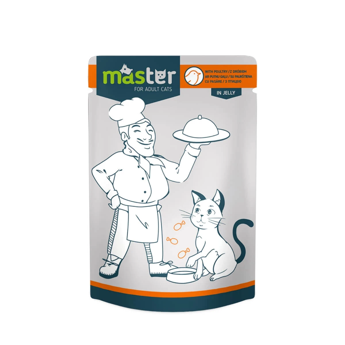 MASTER, Kip, Natvoer voor katten in zakjes (in aspic), 80 g