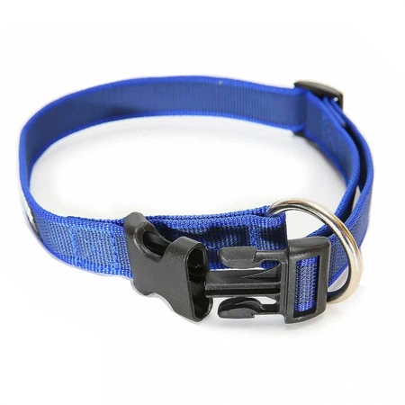 JULIUS-K9 Color & Gray, collare regolabile per cani con maniglia, in nylon, 20 mm x 27–42 cm, blu e grigio