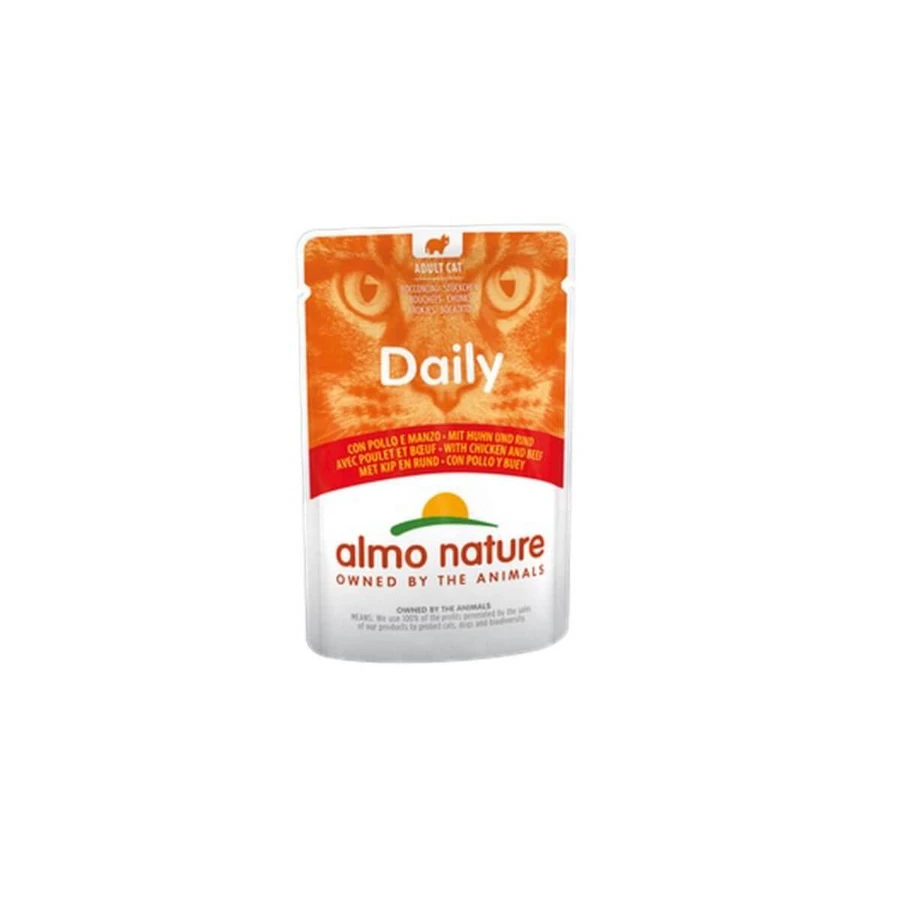 ALMO NATURE Daily Cat, Chicken and Beef, wet cat food pouches (in sauce), 70g