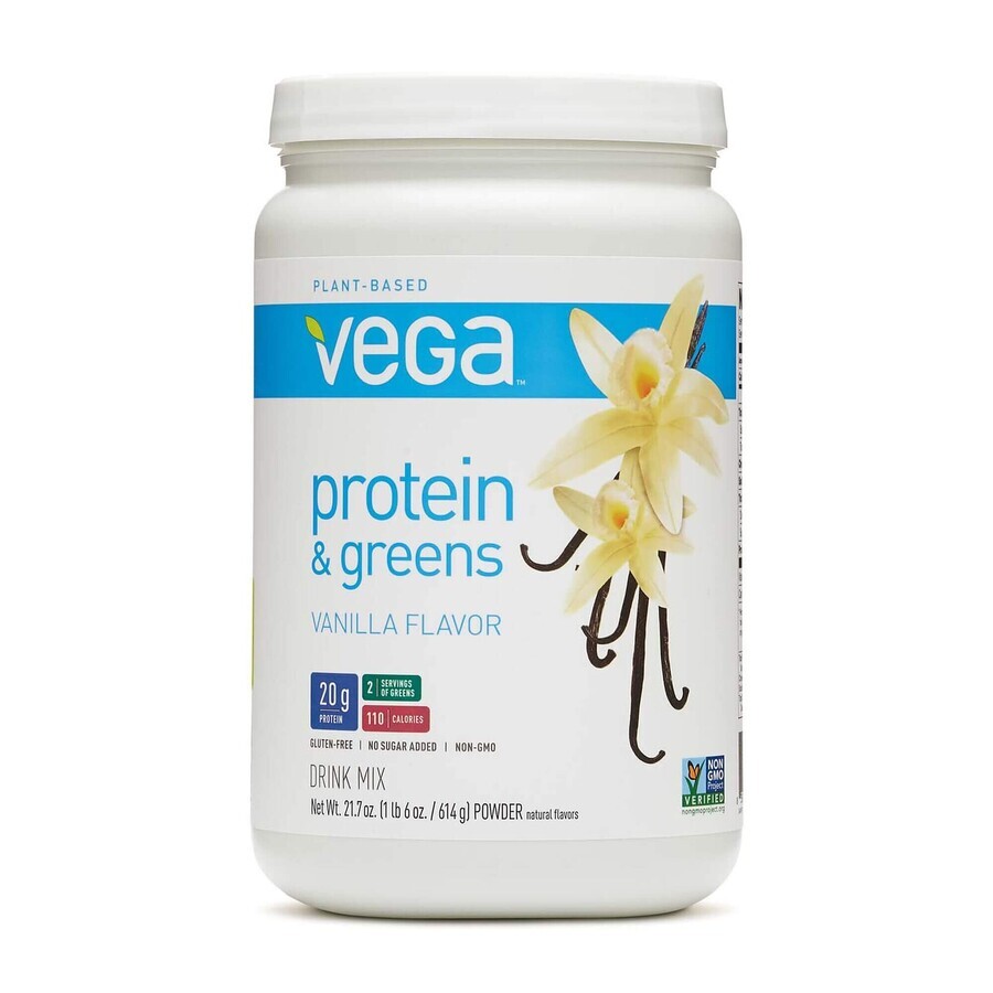 Vega Protein And Greens, Vegetable Protein And Greens, Vanilla Flavoured, 614 G