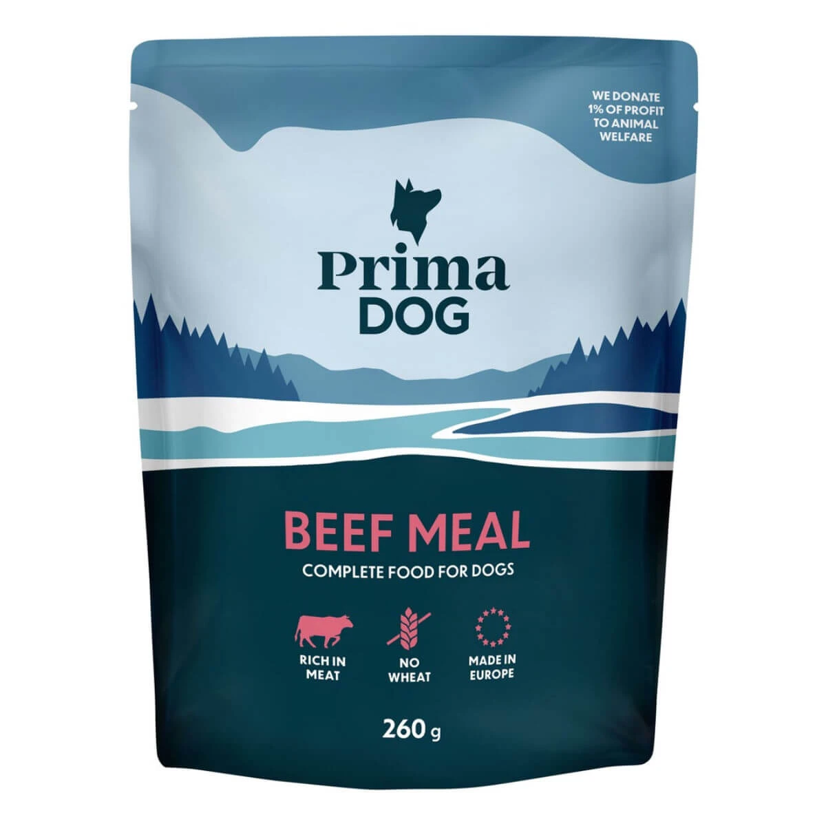 PRIMA DOG Maaltijd, XS-XL, Rundvlees, natvoer in zakjes (in aspic), doos, 260 g x 12