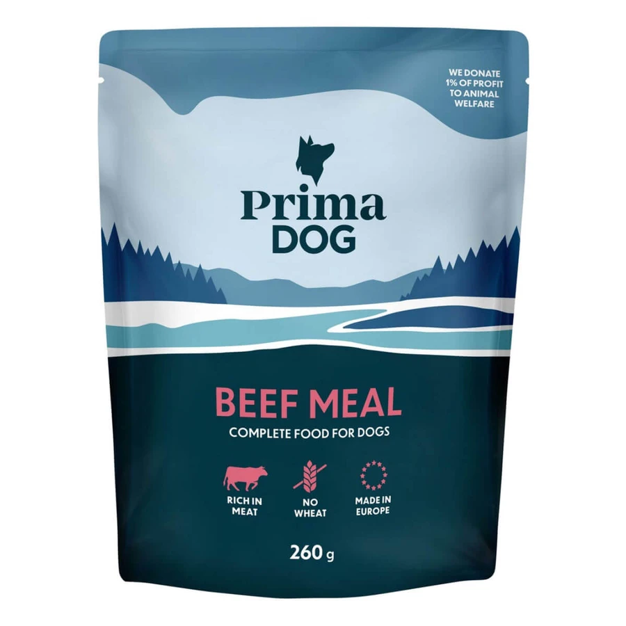 PRIMA DOG Meal, XS-XL, bœuf, sachets d'aliments humides pour chiens (en aspic), carton de 12 x 260 g