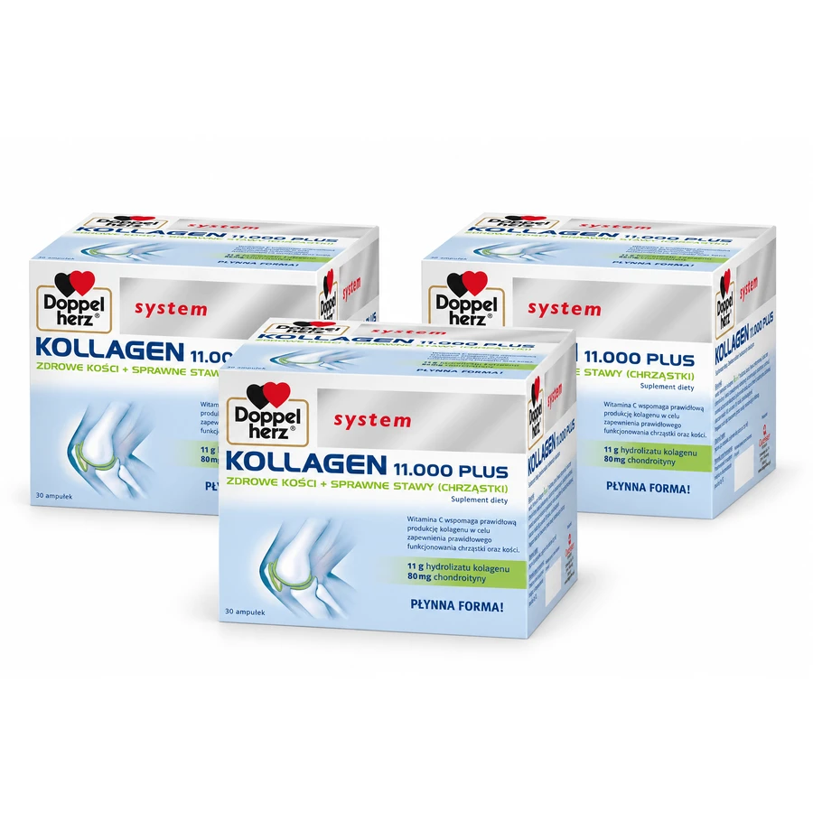 Doppelherz System Kollagen 11.000 Plus, 90 fiolek x 25 ml, Queisser Pharma: ceny i cechy