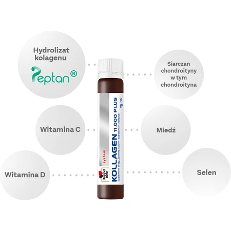 Doppelherz System Kollagen 11.000 Plus, 90 fiolek x 25 ml, Queisser Pharma: ceny i cechy