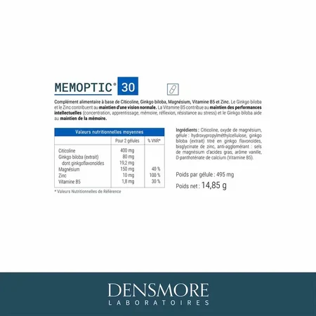 Memoptic, 30 divisible tablets, Densmore Laboratoires