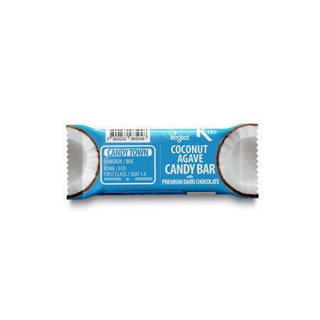 Organic chocolate-covered bar with coconut and agave, 50 gr, Candy Town