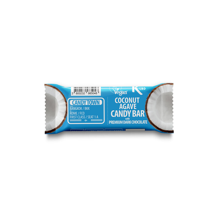 Organic chocolate-covered bar with coconut and agave, 50 gr, Candy Town