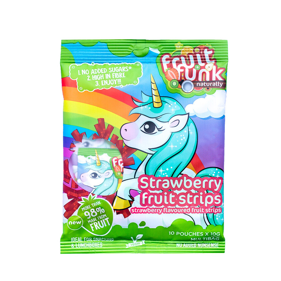 En-cas aux fruits avec fraises Unicorn, 100 gr, Fruit Funk