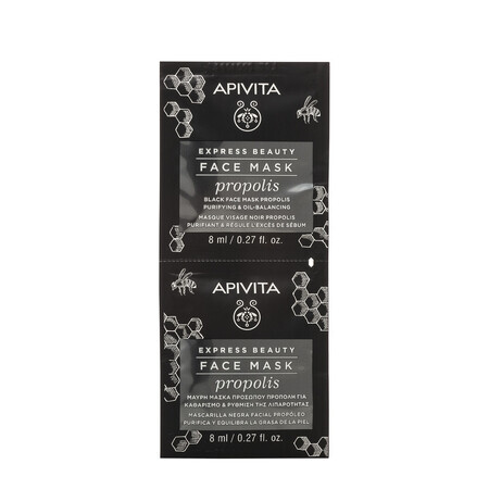 Masque facial Express Beauty avec action purifiante et extrait de propolis, 2 x 8 ml, Apivita