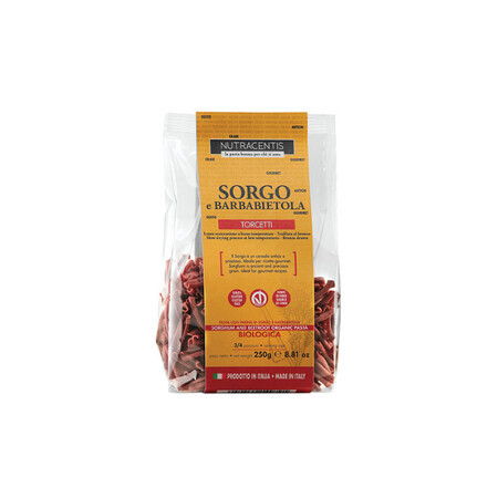 Organic sorghum and beetroot flour pasta, 250 g, Nutracentis