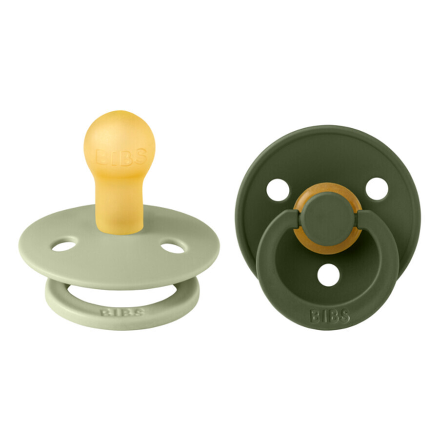 Lot de 2 sucettes rondes en latex Colour, +0 mois, Sage - Hunter Green, Bavoirs