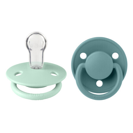 Set 2 suzete cu tetina rotunda universala din silicon De Lux, 0-3 ani, Nordic Mint - Island Sea, Bibs