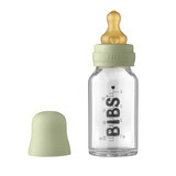 Complete set of glass bottle, 110 ml, Sage, Bibs