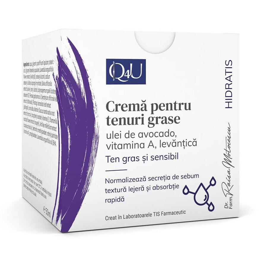 Crème voor de vette huid Hidratis Q4U, 50 ml, Tis Farmaceutic