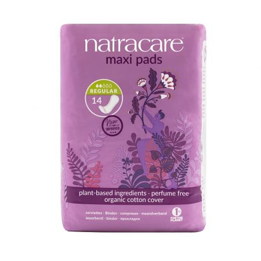 Absorbante bio maxi normale fara aripioare, (2 picaturi), 14 bucati, Natracare