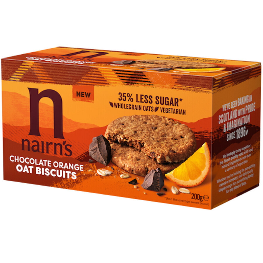 Biscotti d'avena integrale con cioccolato e arancia, 200 g, Nairns