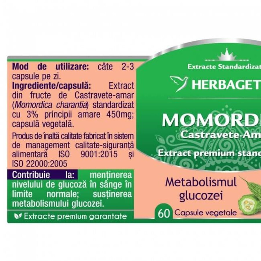 Extract de castravete amar Momordica, 120 capsule, Herbagetica