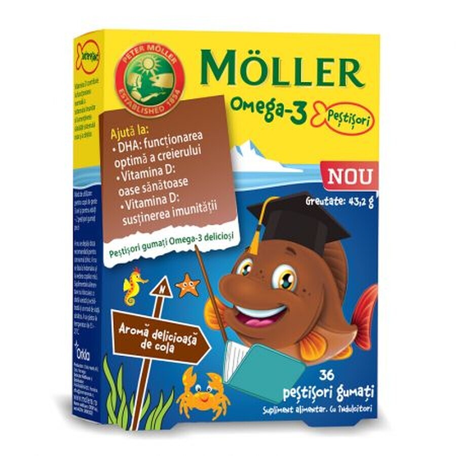 Gummivis met Omega-3 en colasmaak, 36 geleitjes, Moller's