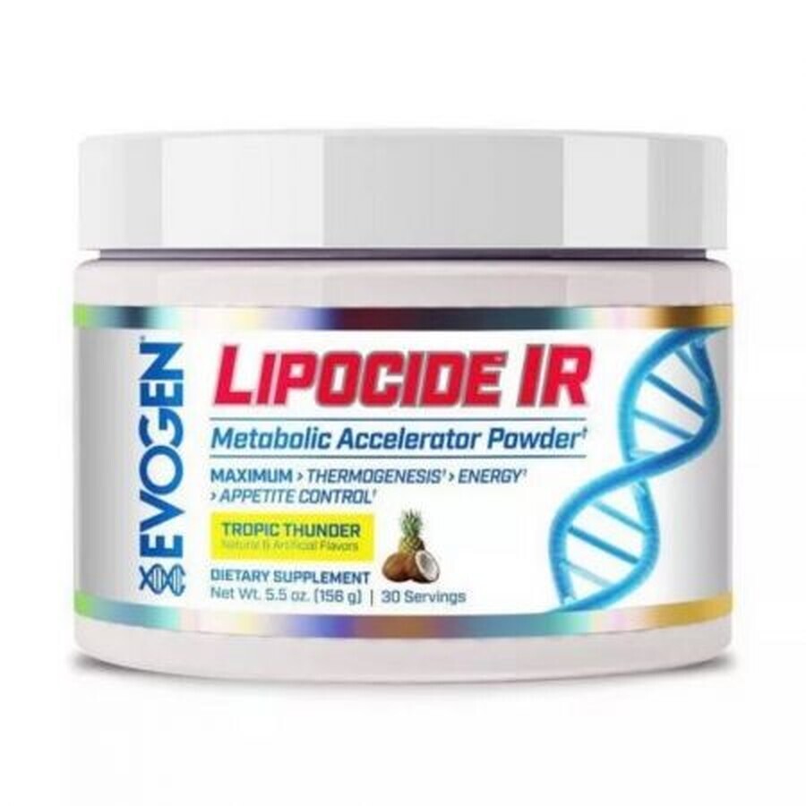 Polvere per accelerare il metabolismo al sapore di frutti tropicali Lipocide IR, 156 gr, Evogen Nutrition