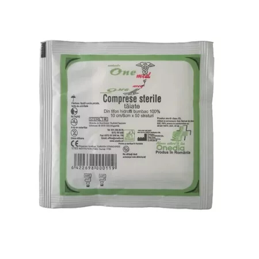 Sterile cut sheets, 10x8 cm, 50 layers, Onedia