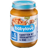 Babylove wortelen, zoete aardappelen met rundvlees 5+ ECO, 190 g