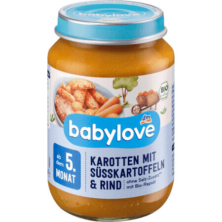 Babylove morcovi, cartofi dulci cu vită 5+ ECO, 190 g