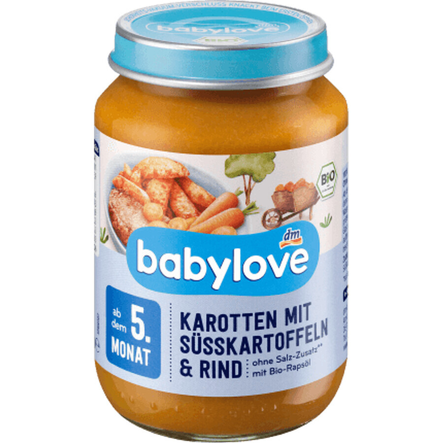 Carottes Babylove, patates douces au bœuf 5+ ECO, 190 g