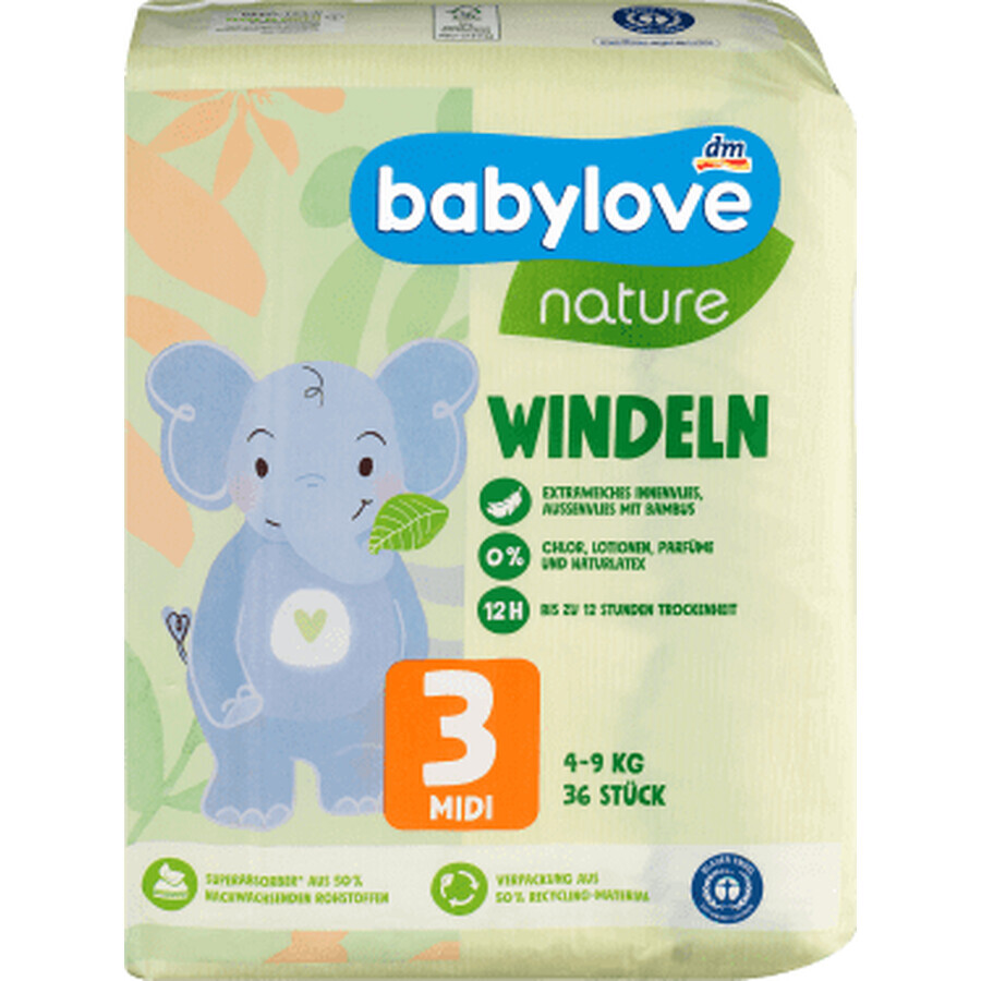 Babylove nature Pannolini ecologici n° 3, 36 pz