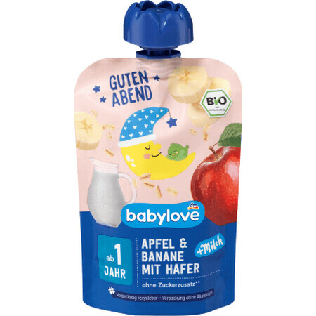 Babylove Purea di mele con banane e avena ECO da 1 anno, 100 g