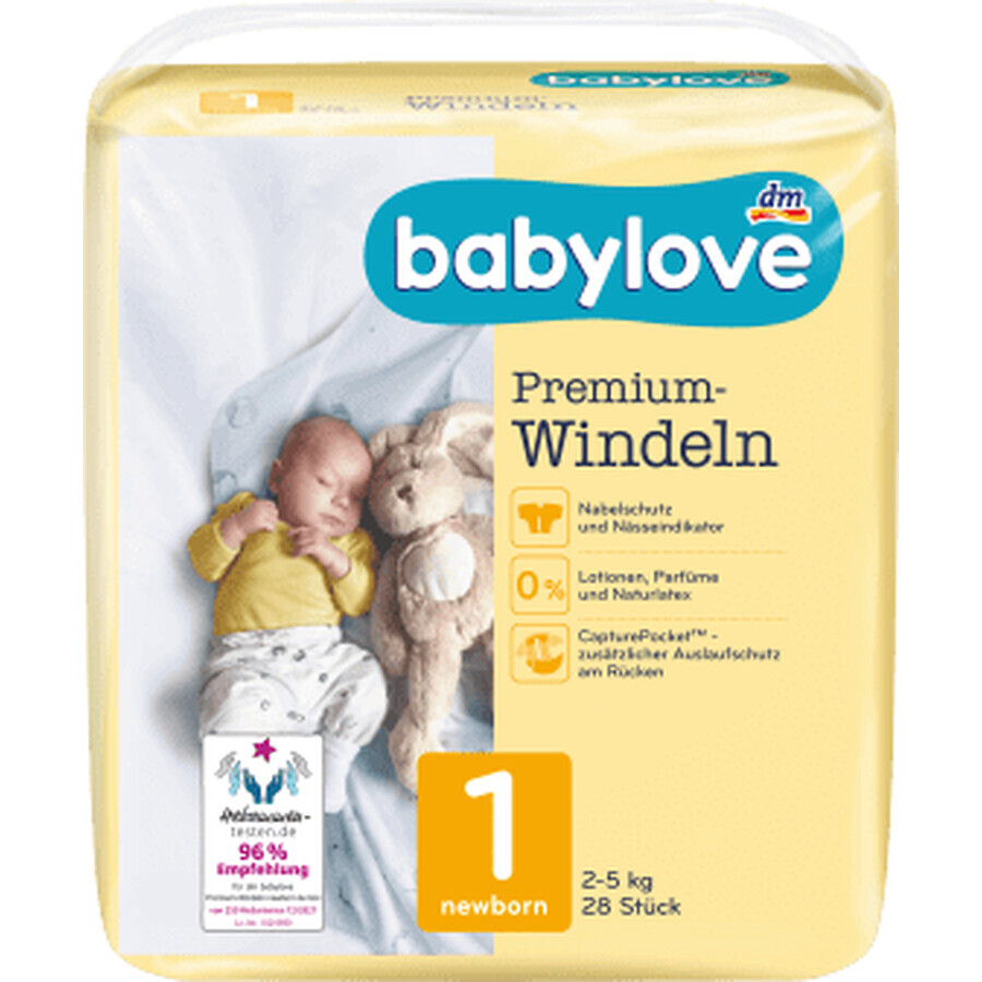 Babylove Premium Luier Nummer 1, 28 stuks