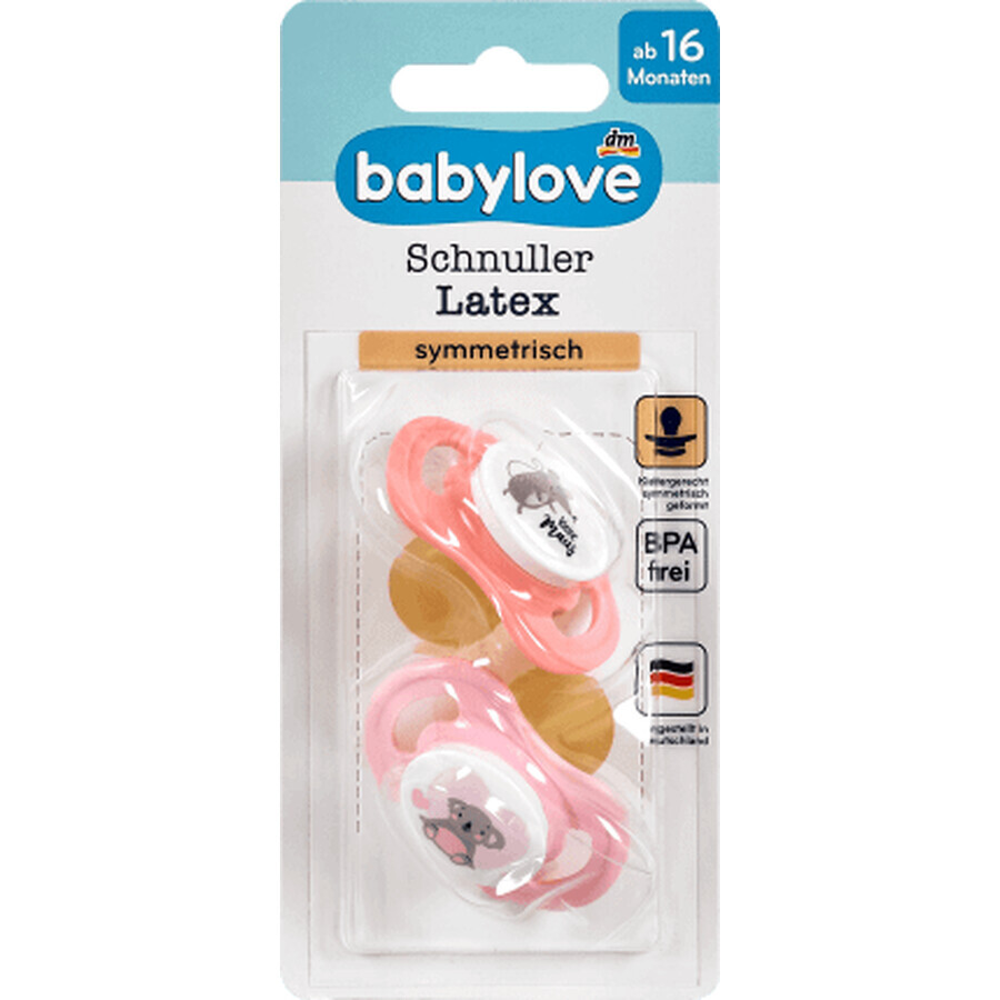 Babylove Sucette symétrique en latex à partir de 16 mois différentes variantes, 2 pièces